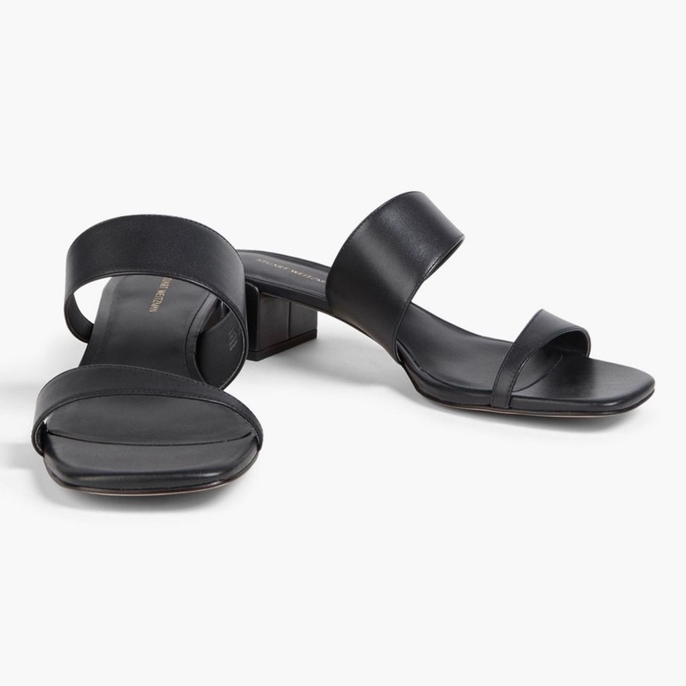Stuart Weitzman Miami 35 Slide Sandal Heels in Black - Size 7.5